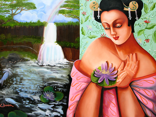 GEISHA WITH RAINBOW by Cherie Bender